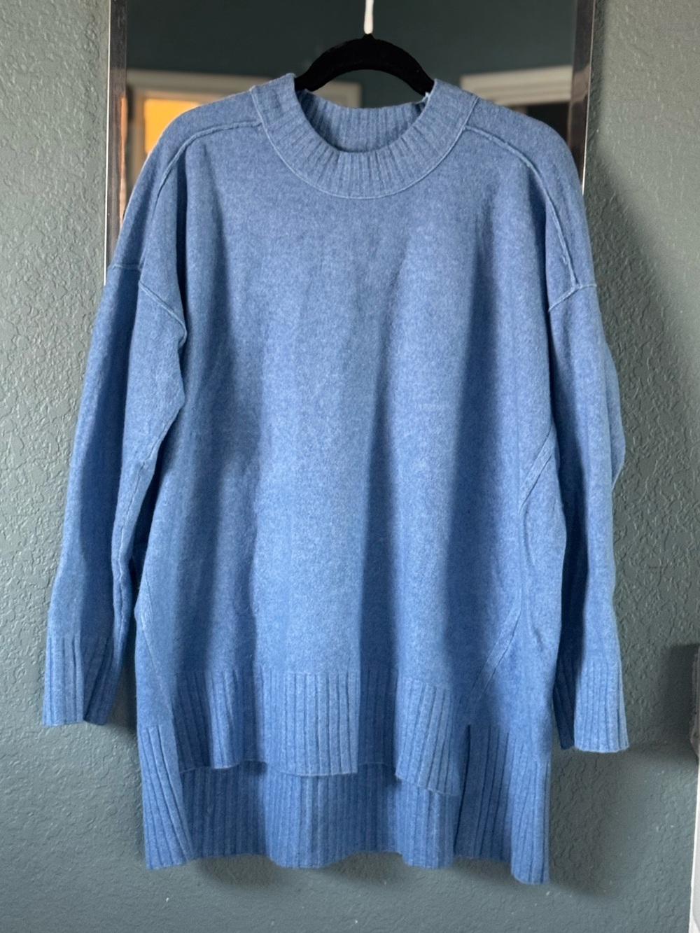 Free People Phoebe Waterfall Heather Ribbed Hem Tunic Sweater Size Medium